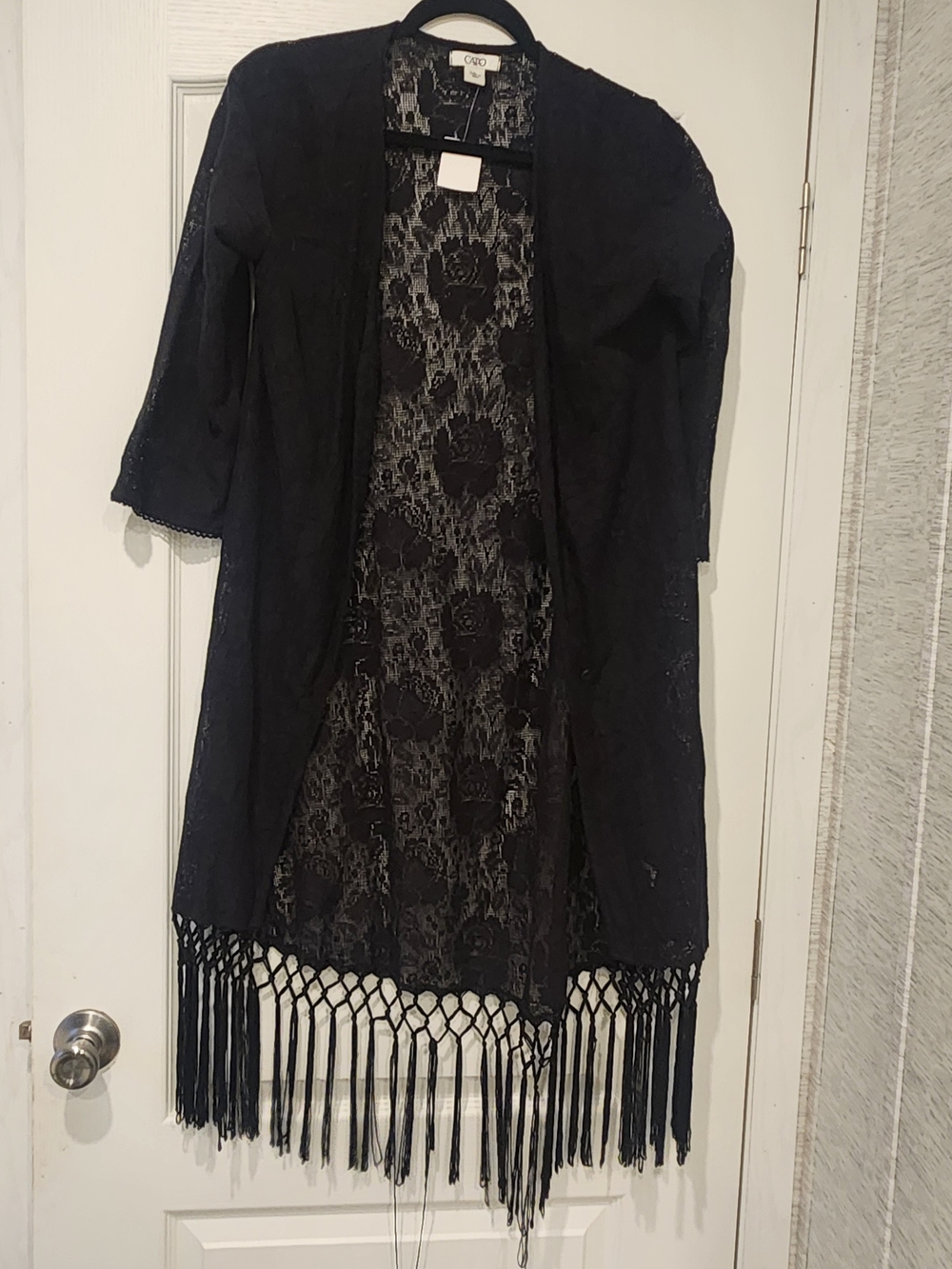 Cato Black Lace Fringe Kimono S BNWT